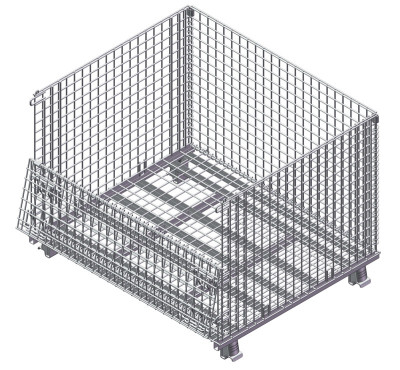 Wire container with half drop gate